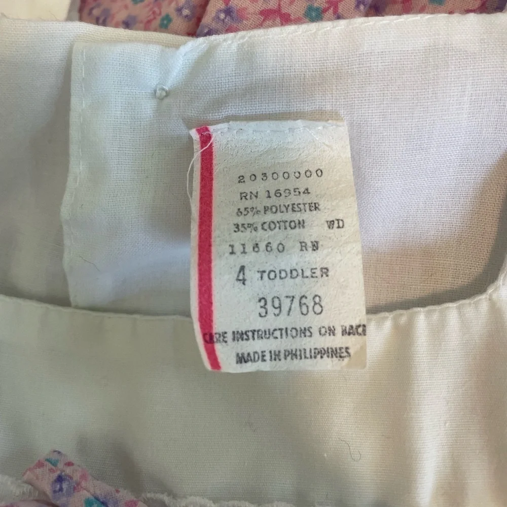 Vintage 2-piece floral pink and white apron girls dress size 4 toddler EUC